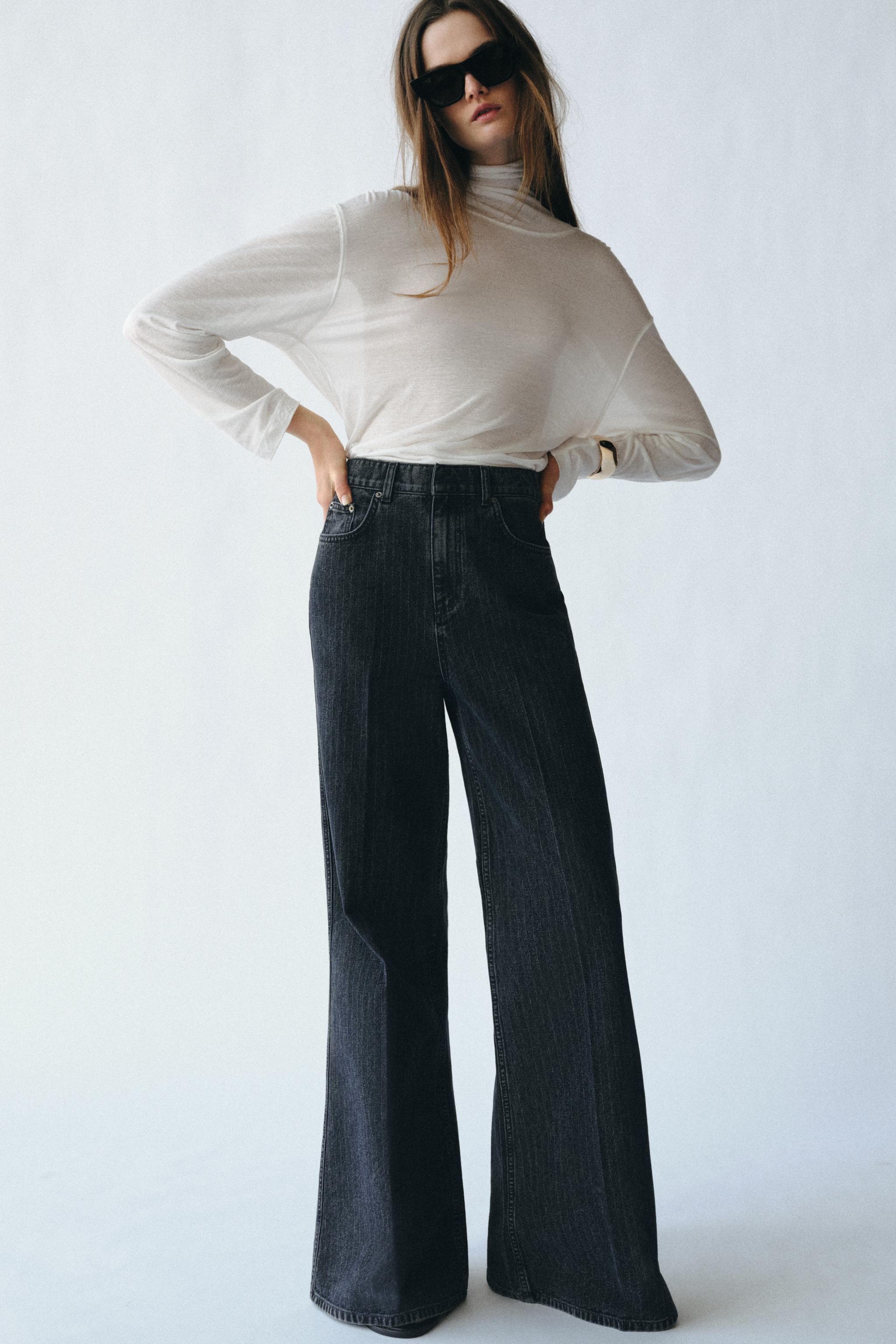 ZW COLLECTION HIGH-WAIST STRIPED FLARE JEANS